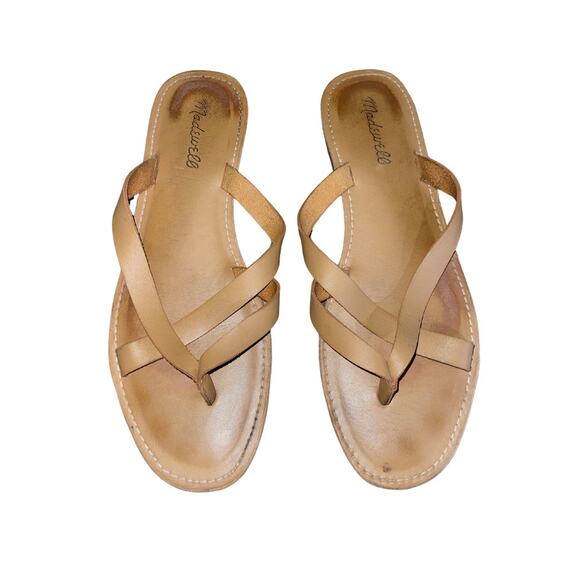 Madewell "the Boardwalk" Leather Brown Thong Sandal Size 9 Comfort Flip Flop - Picture 1 of 4